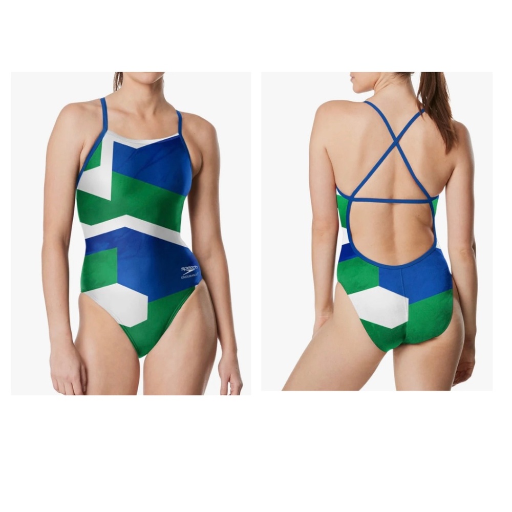 Speedo Glimmer Crossback One Piece Swimsuit Size 6 / 32 NWT Chlorine Resistant